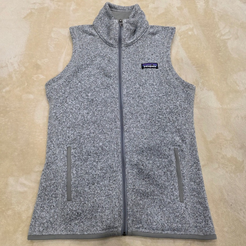 Patagonia Better Sweater Vest Womens XS Birch White Grey Full Zip Fleece EUC